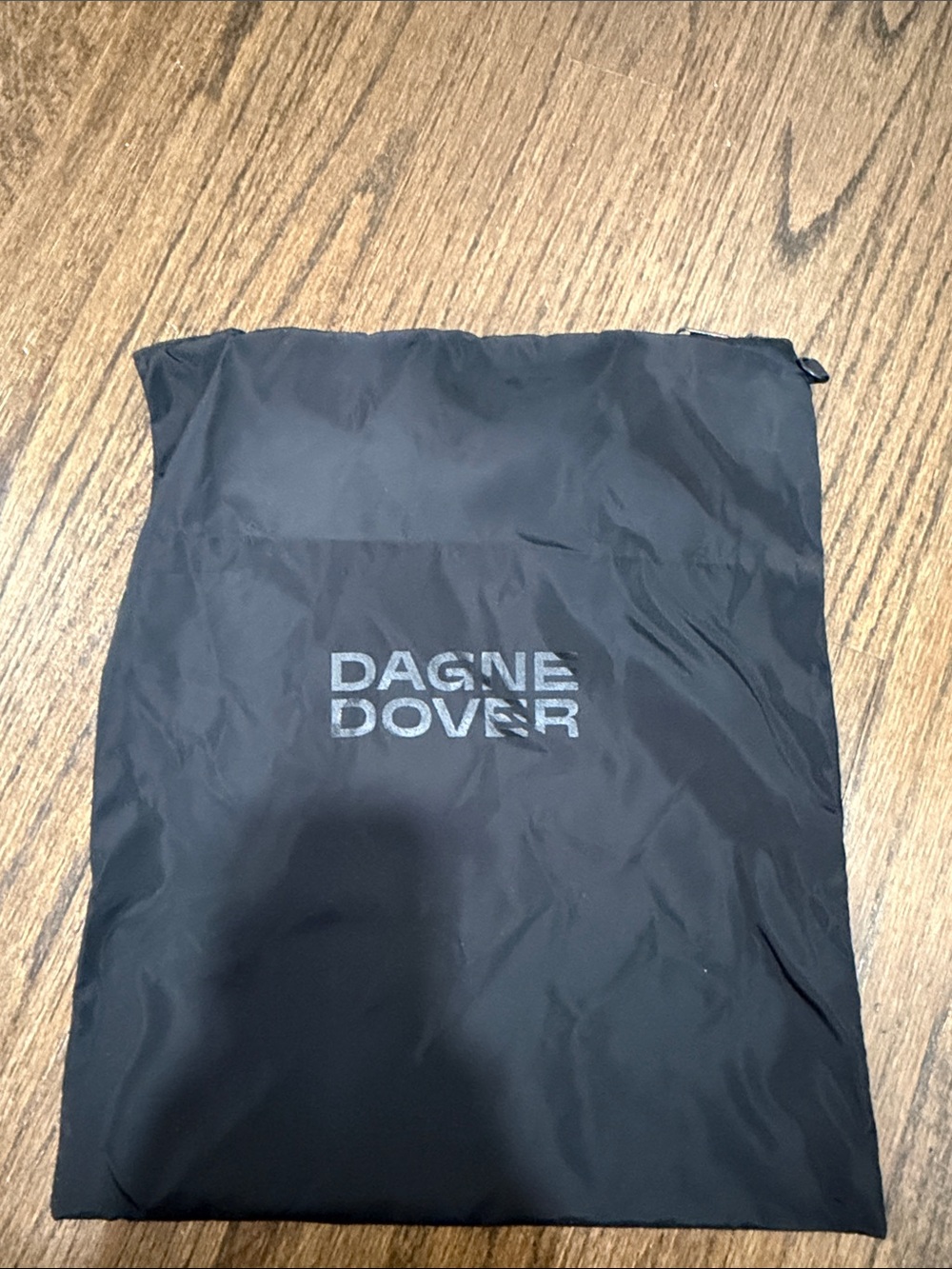Dagne Dover Black Nylon zippered Packable Dust Bag with Logo